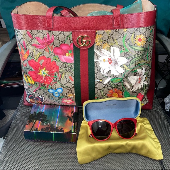 SOLD…SOLD…..GUCCI Ophidia GG Web Flora Card Case Wallet -Red Leather - Picture 5 of 6